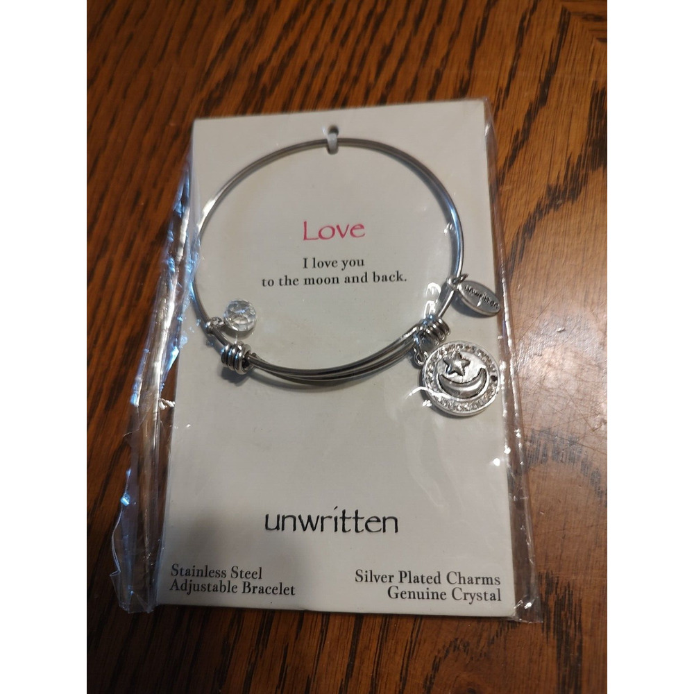 NEW Unwritten Love Charm Bracelet stainless steel adjustable, silver‎ plated